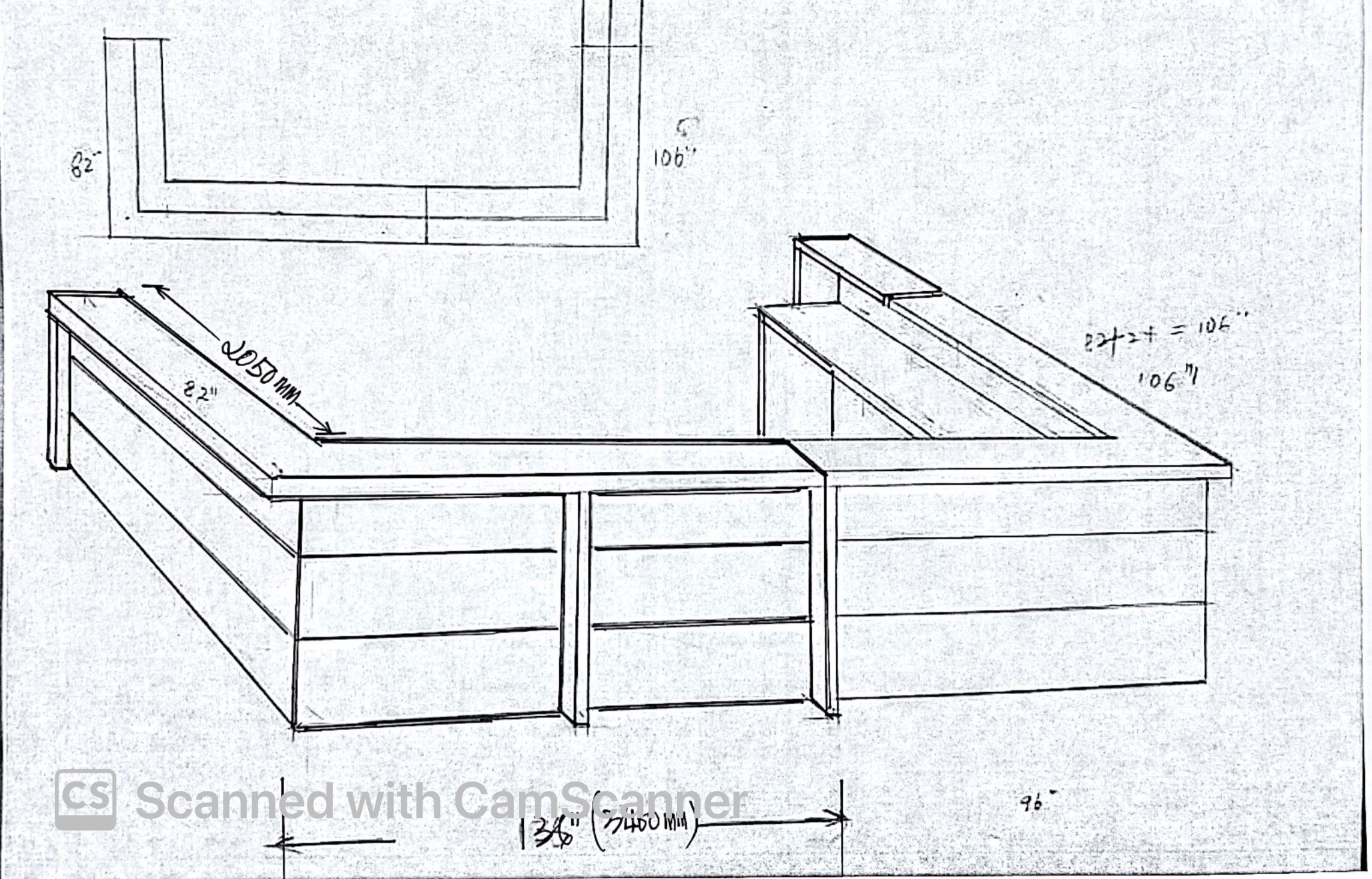 CUSTOMISE / L SHAPE RECEPTION WOODEN COUNTER