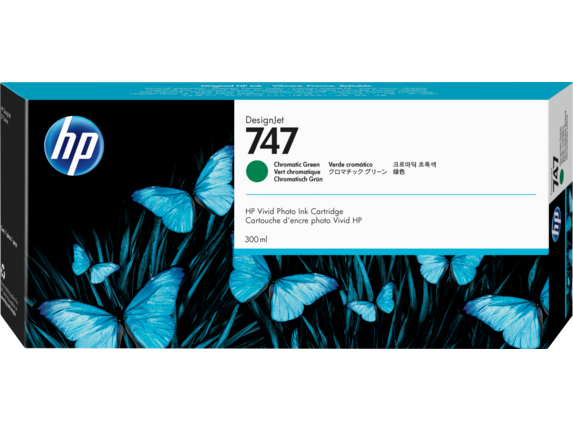 Genuine Malaysia HP Warranty - HP 747 ChromatiC Green DesignJet 300ml Ink Cartridge