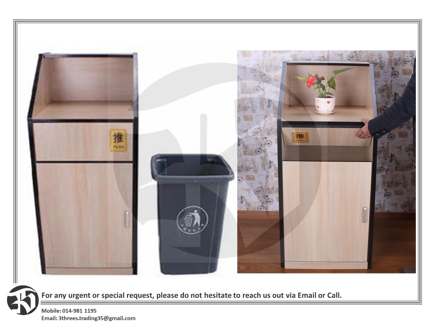 Fast Food Trash Bin Cabinet With Inner Bin 100L