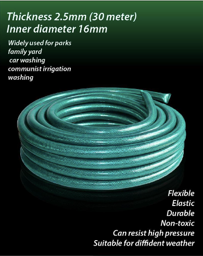 REINFORCED THICK PVC WATER HOSE 16MM X 30M / WATER HOSE / PAIR AIR / GARDEN HOSE