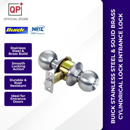 BUICK STAINLESS STEEL & SOLID BRASS CYLINDRICAL LOCK DOOR ENTRANCE LOCK (3871) l TOMBOL PINTU l 门把手-COPPER