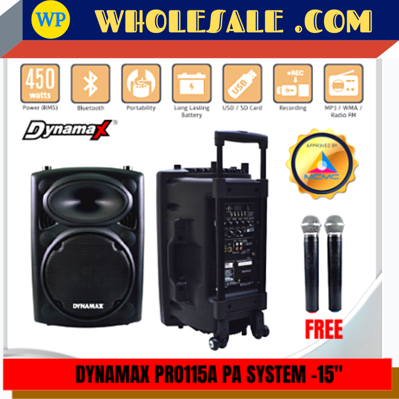 DYNAMAX PRO115A PA SYSTEM -15" / DYNAMAX / TX315/ PA SYSTEM / CABLE & MIC