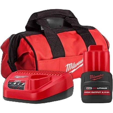 MILWAUKEE M12™ Starter Pack HB2.5 M12™ HIGH OUTPUT™ 2.5Ah Battery M12™ Charger M12™ Contractor Bag