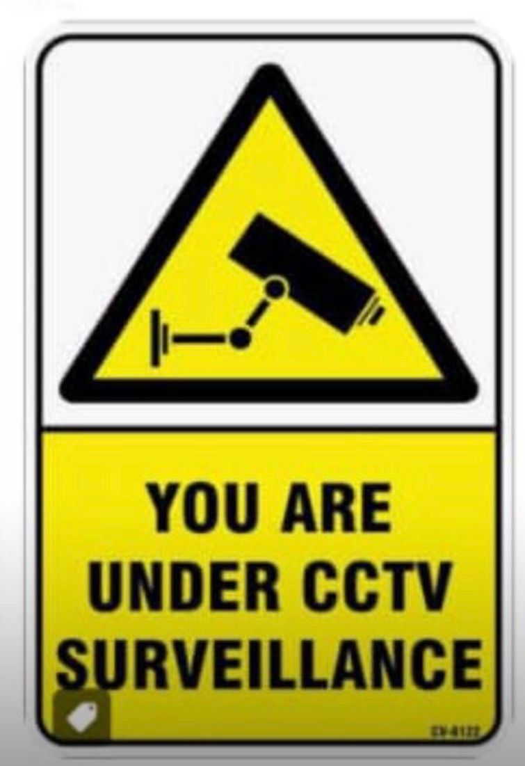 Name Plate CCTV Acrylic Signage Warning A3 (Yellow Black)