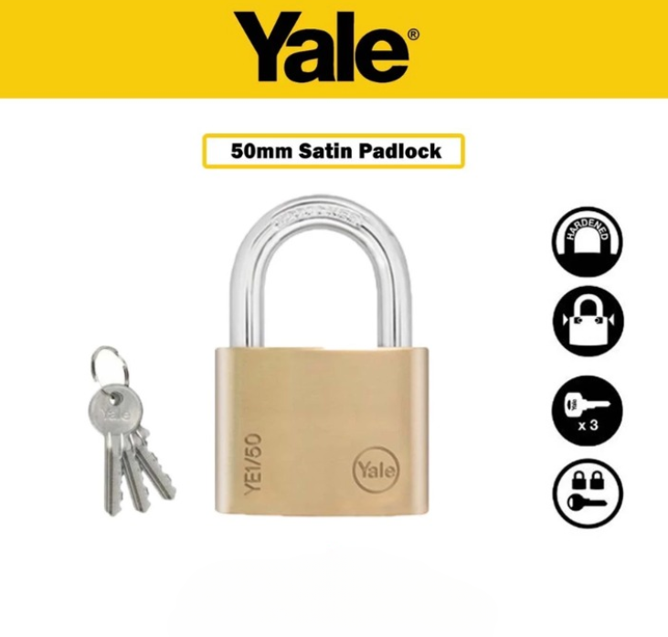 YALE ESSENTIAL SERIES YE1 SOLID BRASS PADLOCK (YE1-50-126-1)