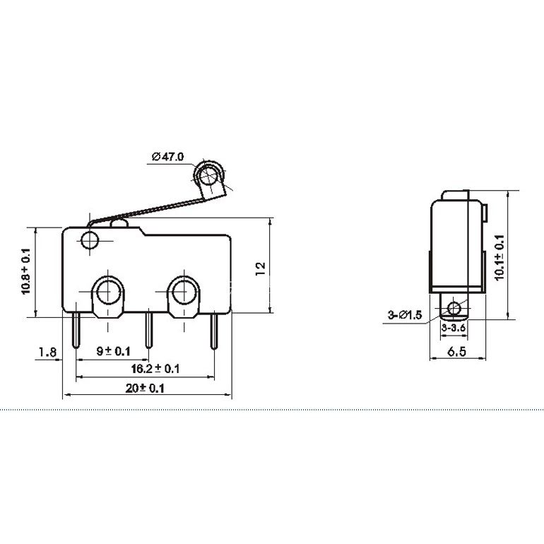 10PCS Micro Limit Switch, 3 Pin N/O N/C 5A 125 250VAC KW11-N KW12 Micro Switch