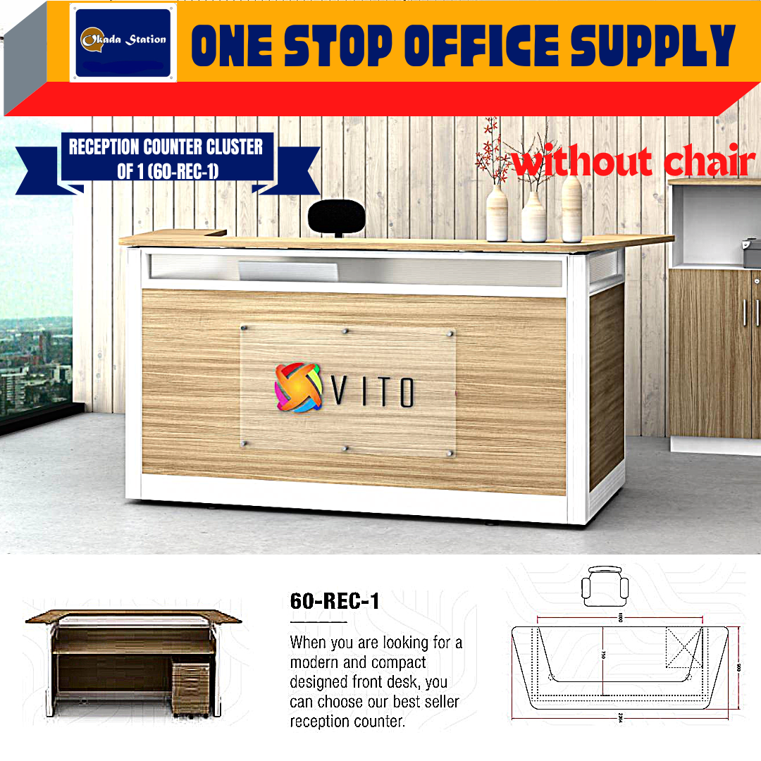 VS RECEPTION COUNTER SET CLUSTER OF 1 (WITHOUT CHAIR) -( 60-REC-1 ) / WORKSTATION / RECEPTION COUNTER / COUNTER / 60-SYSTEM / CLUSTER OF 1 / 60-REC-1 / TABLE TOP PANEL / OFFICE COUNTER TABLE / 1 SEAT / OFFICE TABLE WITH PARTITION