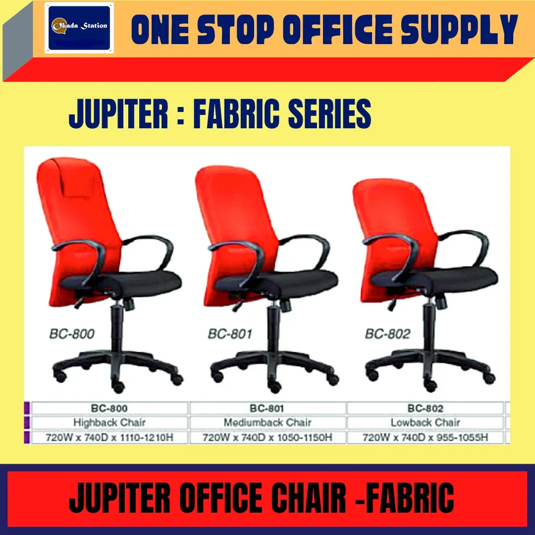 JUPITER ERGONOMIC OFFICE CHAIR (FABRIC) - HIGH BACK , MEDIUM BACK & LOWBACK / BC-800 / BC-801 / BC-802 / OFFICE CHAIR / KERUSI PEJABAT / ERGONOMIC FABRIC CHAIR / FABRIC SERIES CHAIR / CHAIR