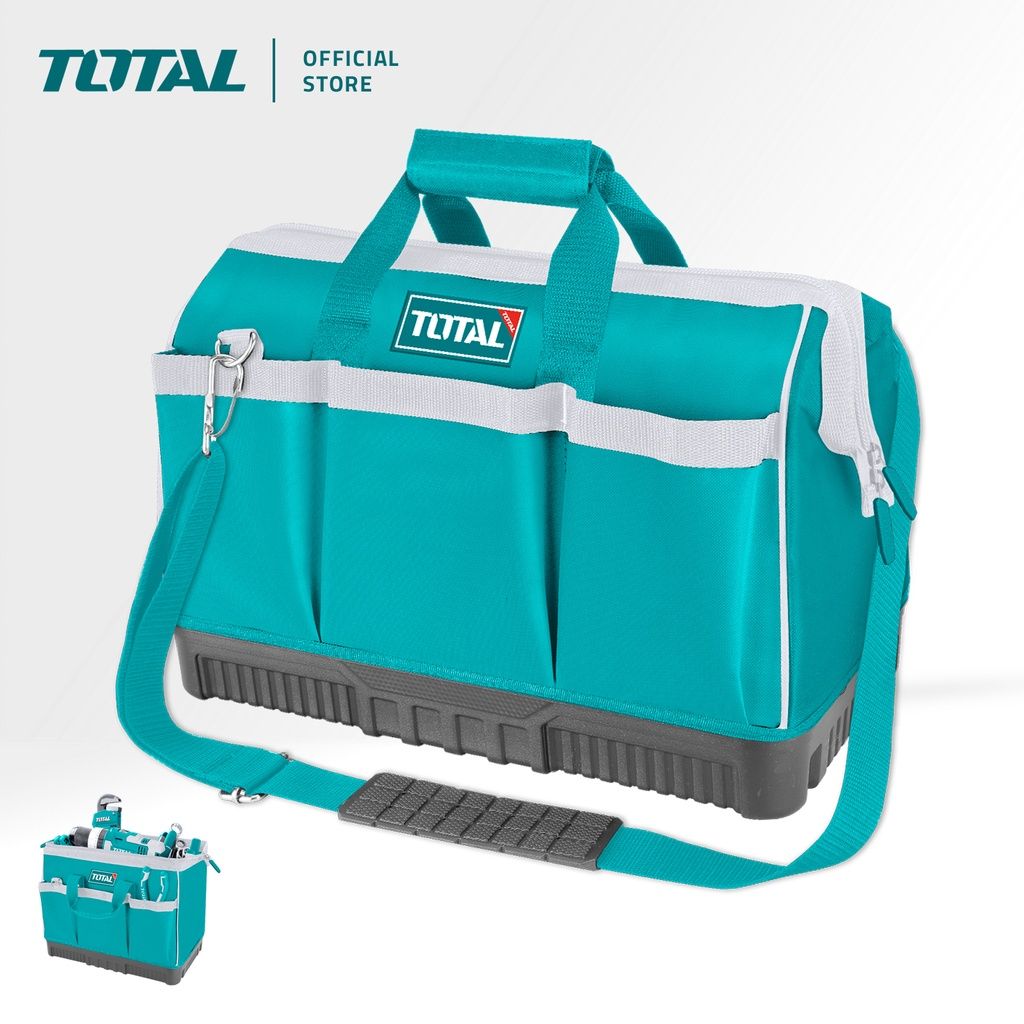 TOTAL TOOLS BAG ROUND RIGID TOP & DURABLE PLASTIC BASE DESIGNED WITH 16 POCKETS (MAX LOAD 20KG/16") THT16162