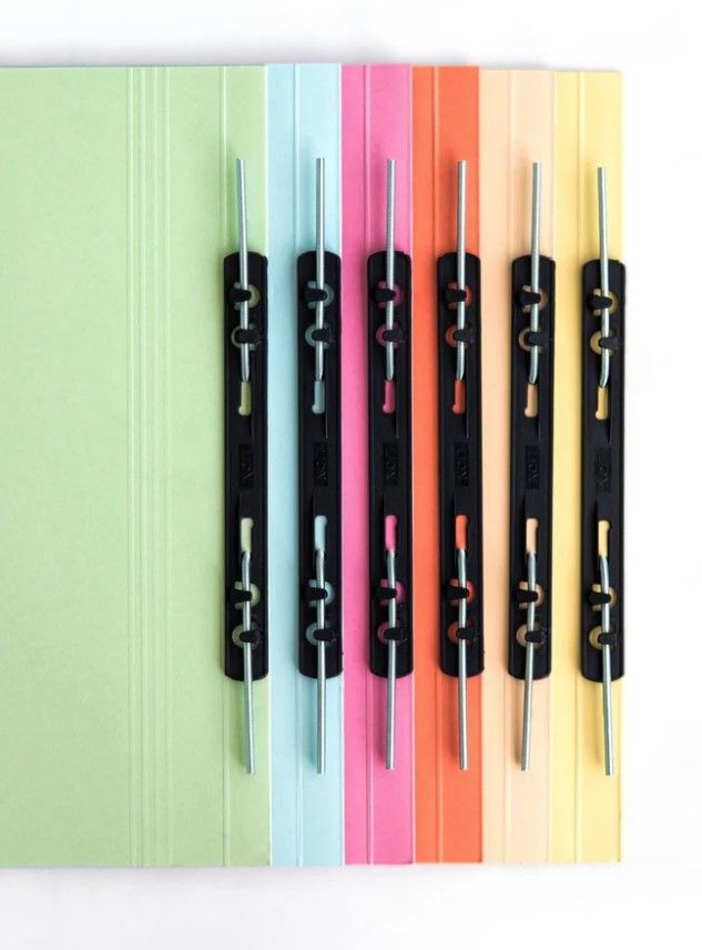 LION FILE PREMIUM (400GSM) MANILA FILES WITH SPRING MECH WITH PLASTIC COMPRESSOR BAR ASSORTED COLOURS - 100PCS / CARTON