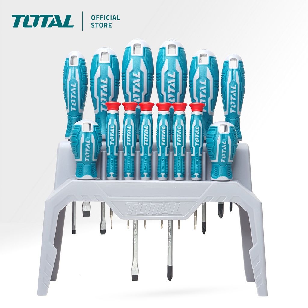 TOTAL SCREWDRIVER AND PRECISION SCREWDRIVER SET FLAT (4 PCS) + PHILLIPS (4 PCS) + PRECISION (6 PCS) THT250614