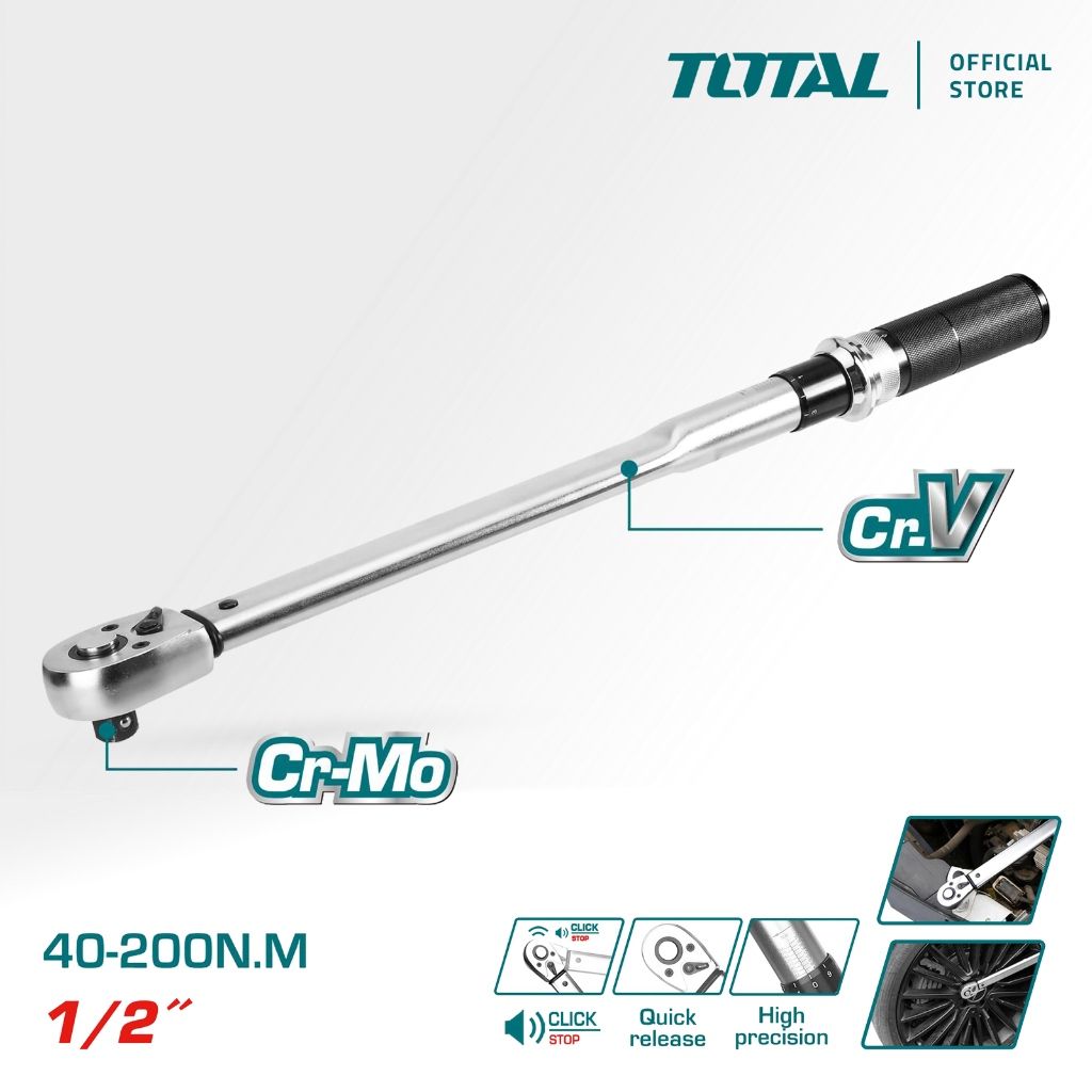 TOTAL ADJUSTABLE TORQUE WRENCH (1/2?/40-200NM/500MM) THPTW200N