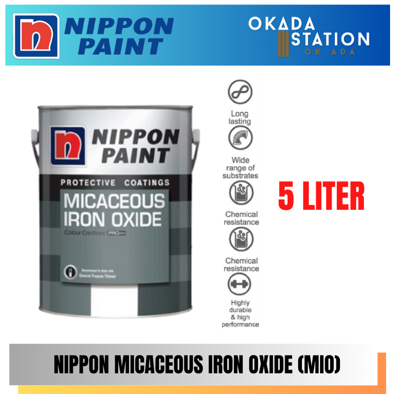 Nippon Paint Micaceous Iron Oxide / 5L / 5 Liter / Anti-Rust Paint / Solvent Based / Cat Primer Anti Karat / Cat Pelarut / Cat