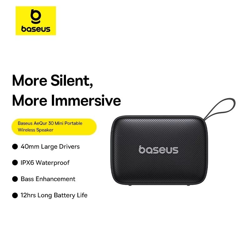 Baseus AeQur 30 Mini Portable Wireless Speaker Big Volume IPX6 Waterproof Bluetooth 5.3 Bass Enhancement