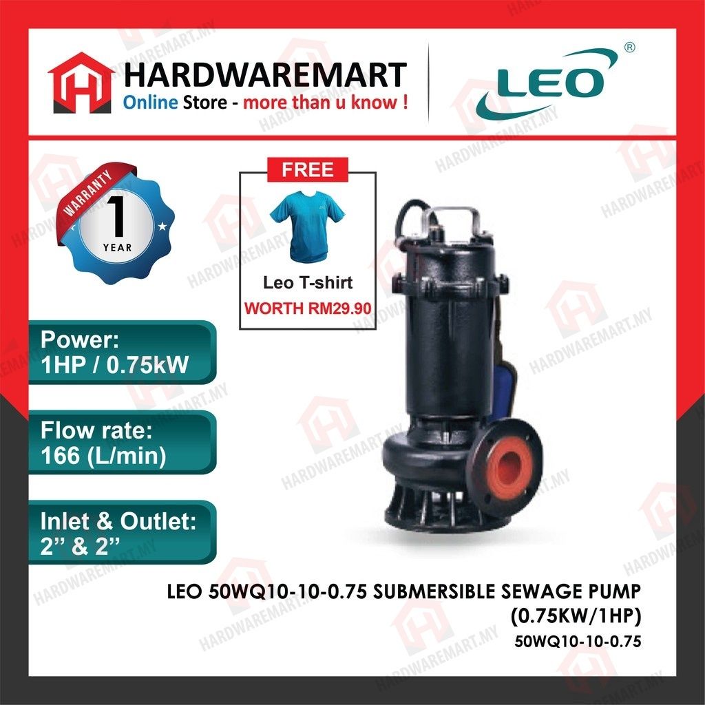 LEO 50WQ10-10-0.75 Submersible Sewage Pump