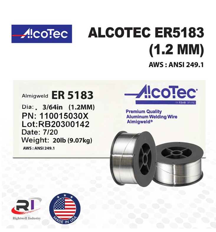 RIGHTWELL ALCOTEC ER5183 ALUMINUM MIG WELDING WIRE ALMIGWELD (1.2MM) 9.07KG