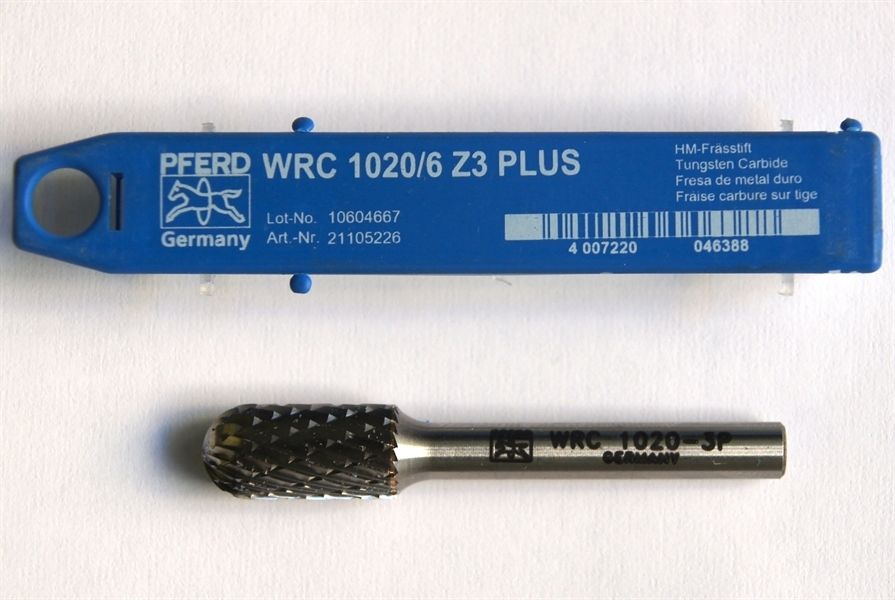 Pferd General Use Tungsten Carbide Burr cylindrical radius end, #3P, 10 x 20 x60mm