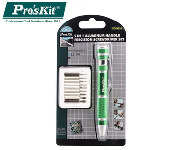 PRO’SKIT 9 IN 1 ALUMINUM HANDLE PRECISION SCREWDRIVER SET SD-9814
