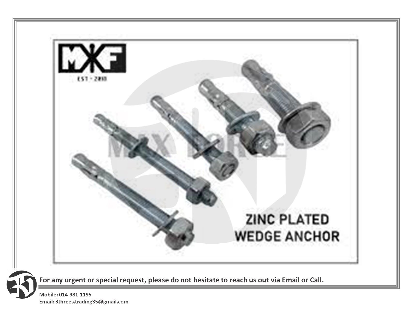 Wall Plug MILD STEEL WITH NUT