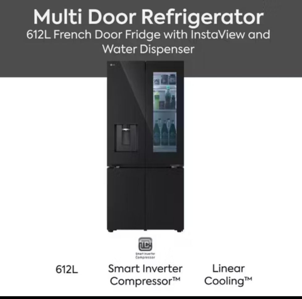 LG 612L French Door Fridge With InstaView & Water Dispenser