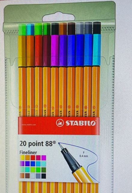 STABILO 8820 POINT 88 PEN IN WALLET - 20 Colour