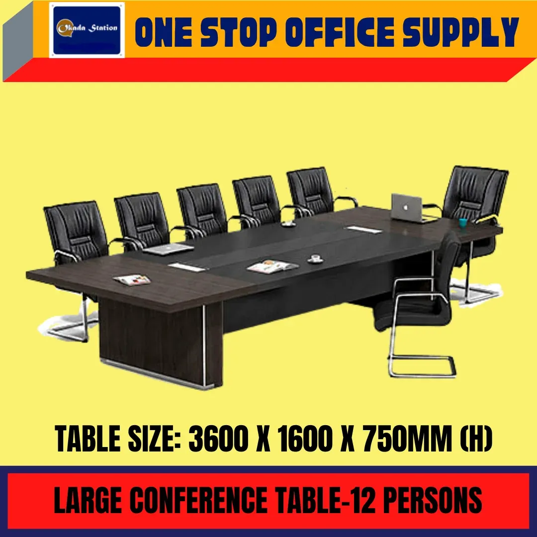 HR889 LARGE CONFERENCE TABLE -12 PERSONS / MEETING TABLE / MEJA MESYUARAT / CONFERENCE TABLE / OFFICE TABLE / SET / CHAIR / TABLE