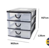 Office Documents 3 Tier A4 Size Plastic Drawer / Office Documents / Stationery Drawer