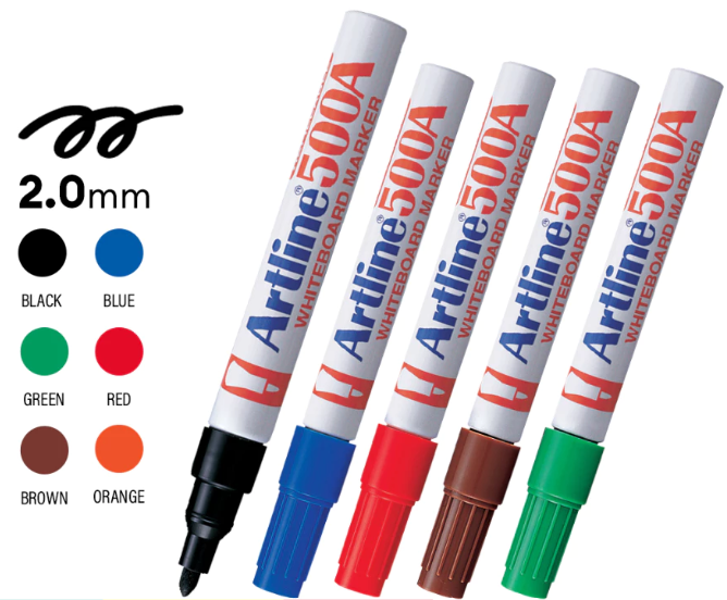 Artline 500A Whiteboard Marker Medium Point 6 Colours