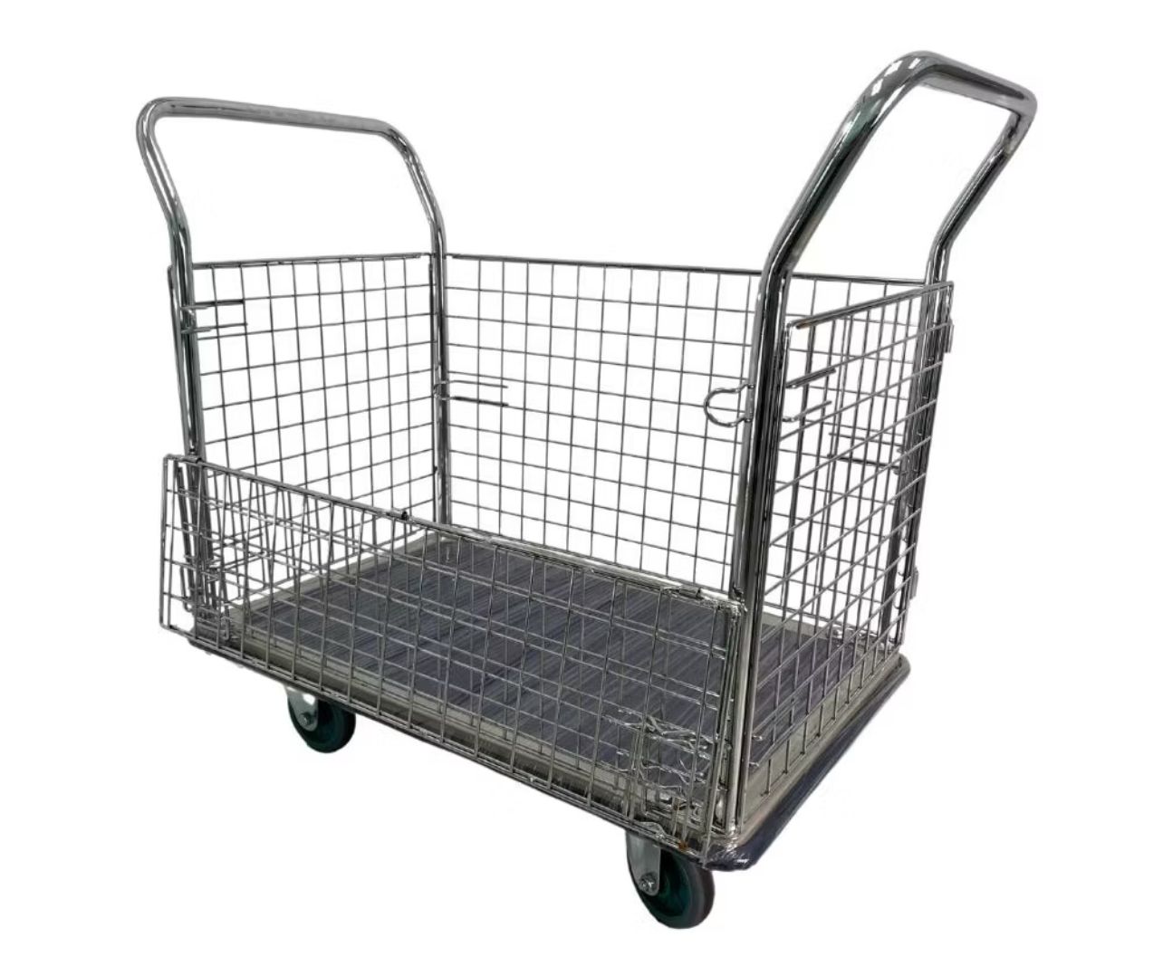 Mystar Trolley Trolley Double Handle With 4 Side Netting (Metal Platform) 300 Kg c/w 5" Caster 920(L) X 620(W) X 930(H)
