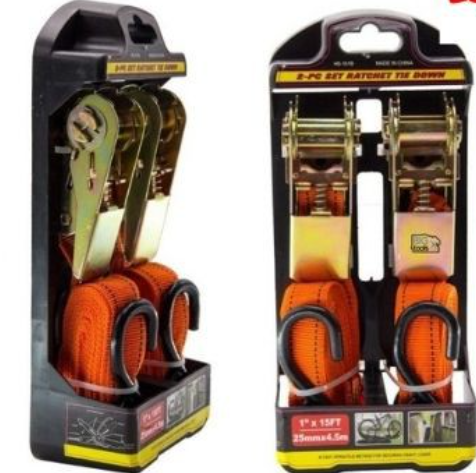 2pcs Ratchet Tie Down Straps 25mm With Hook Tied