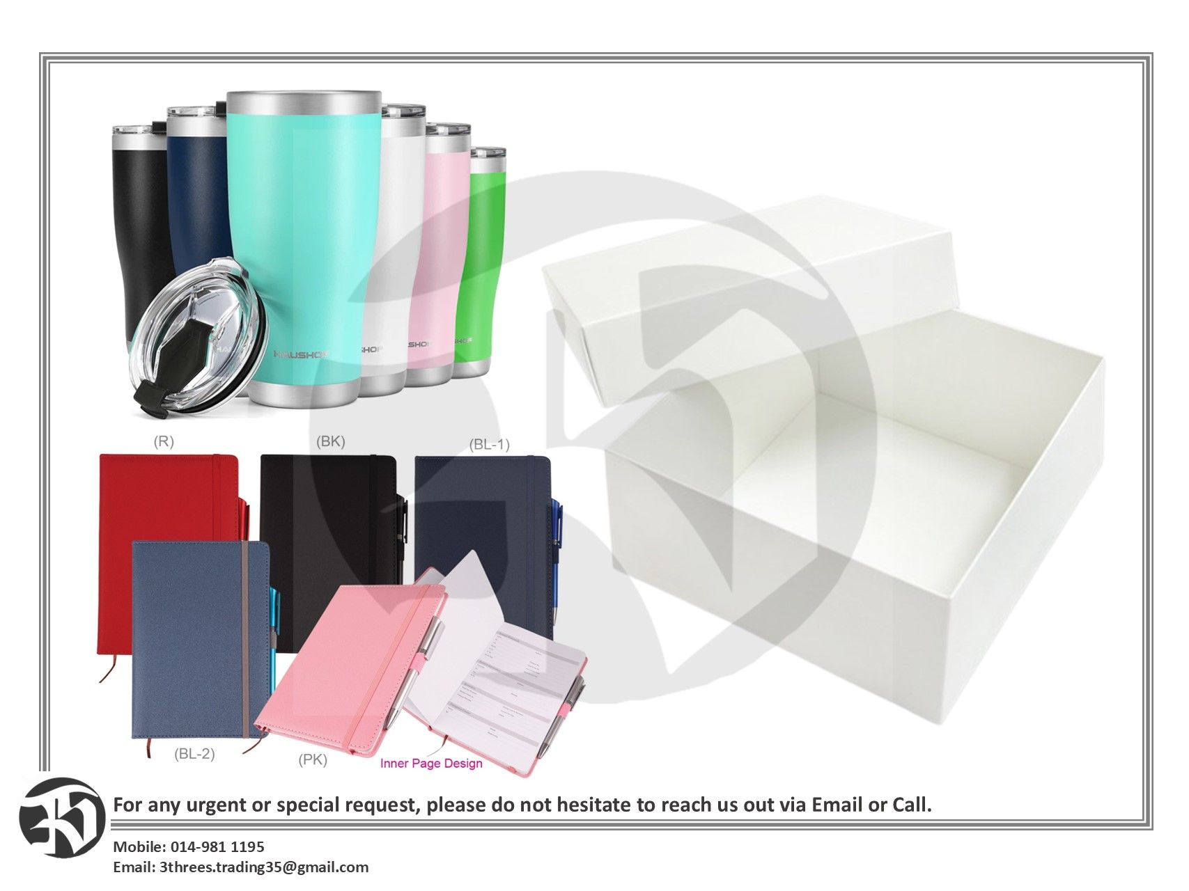 Gift Box Set (Tumbler, Notebook, Pen)