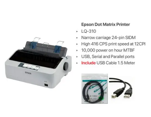 Epson Dot Matrix Printer LQ-310+USB Cable (1.5M)