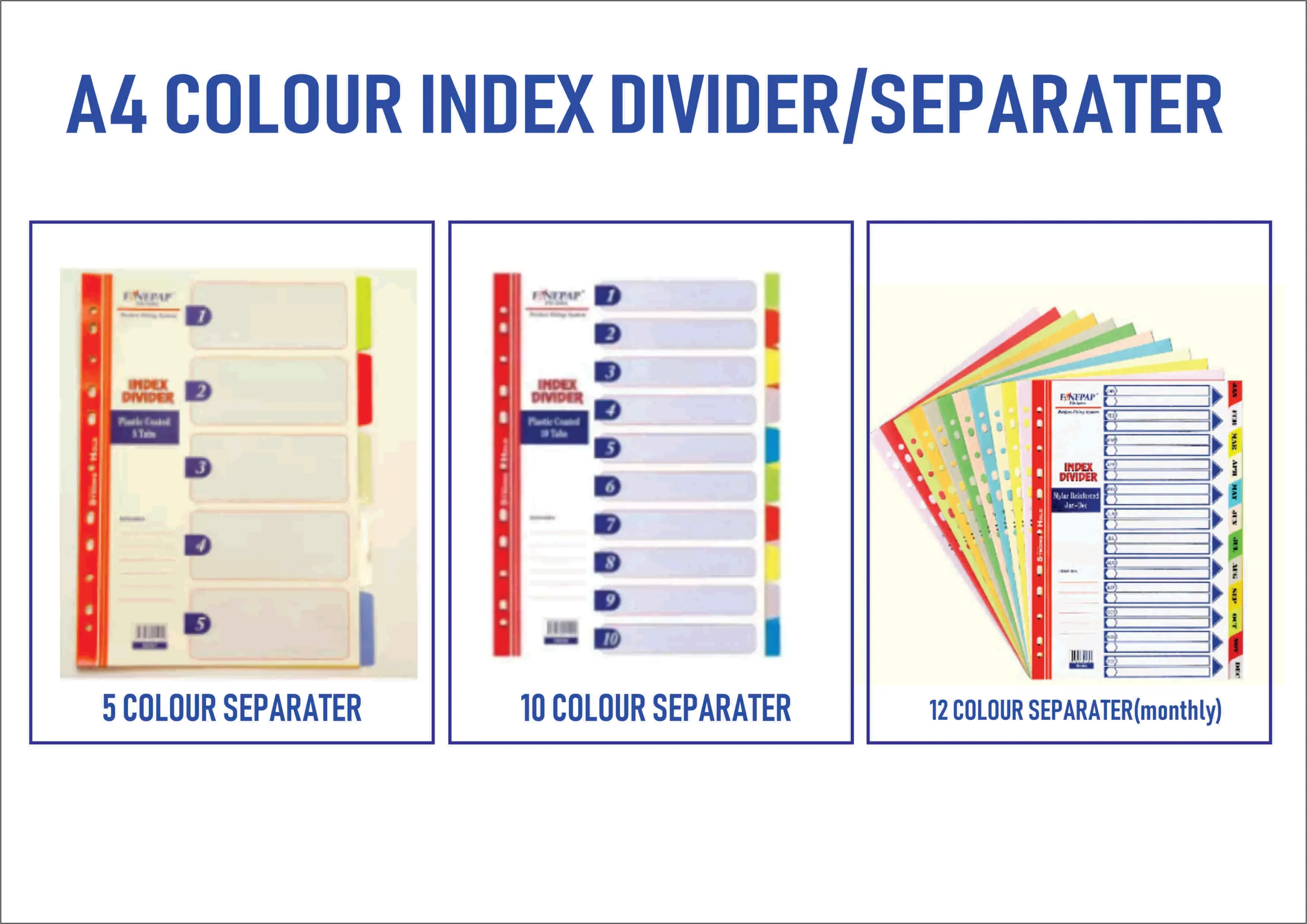 A4 COLOUR INDEX DIVIDER/SEPARATER- FREE DELIVERY SEMENANJUNG SAHAJA