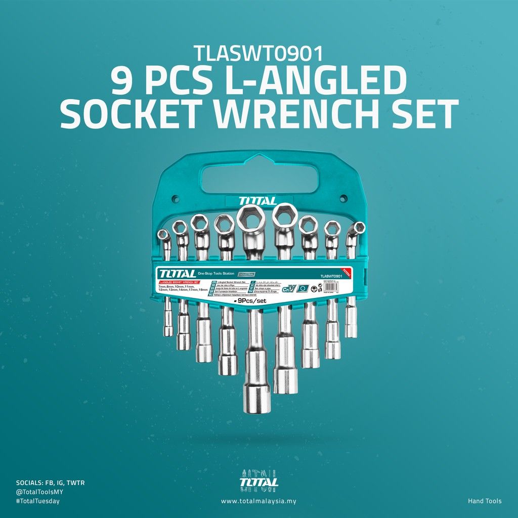 TOTAL L-ANGLED SOCKET WRENCH SET (9 PCS) TLASWT0901