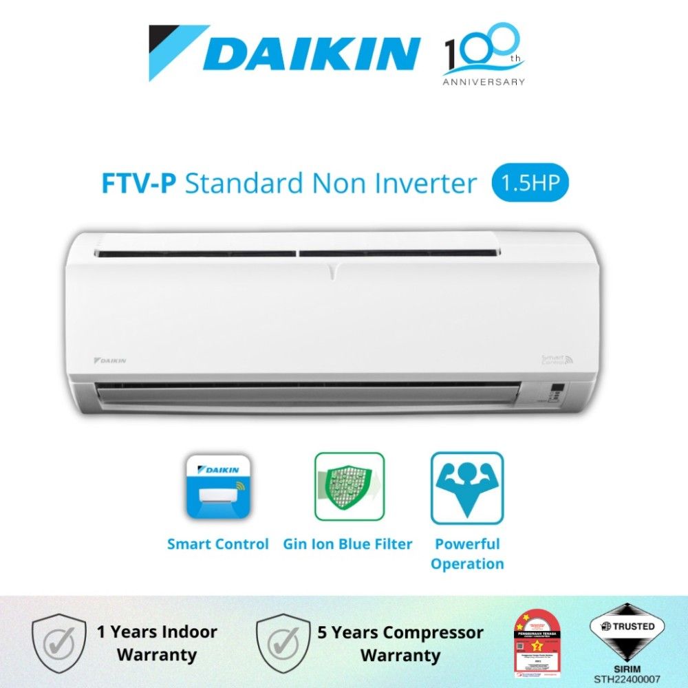 DAIKIN 1.5HP R32 Non-Inverter Air-conditioner FTV35P Wifi (With Installation)