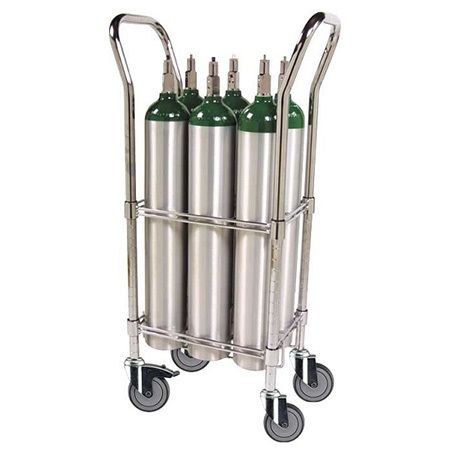 Rack for Breathing Apparatus, Material Iron/Metal with Wheels for Capacity 6 Units