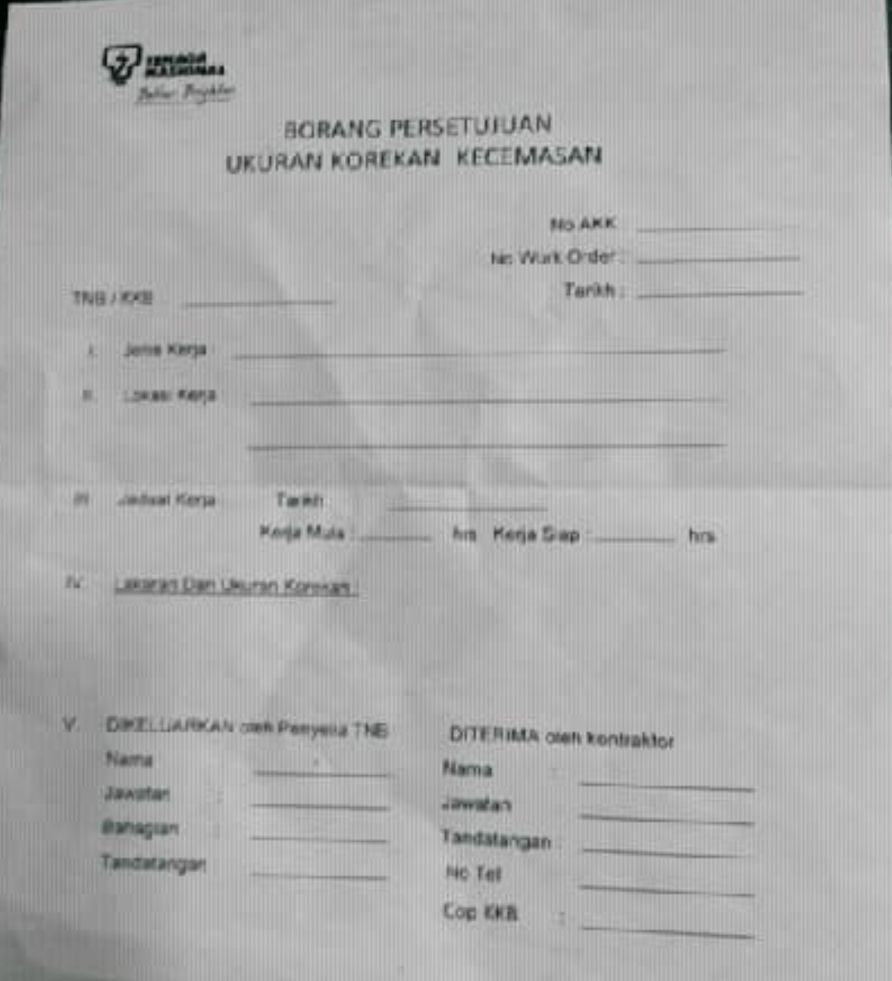 BUKU Borang Persetujuan Ukuran Korekkan Kecemasan Kertas NCR