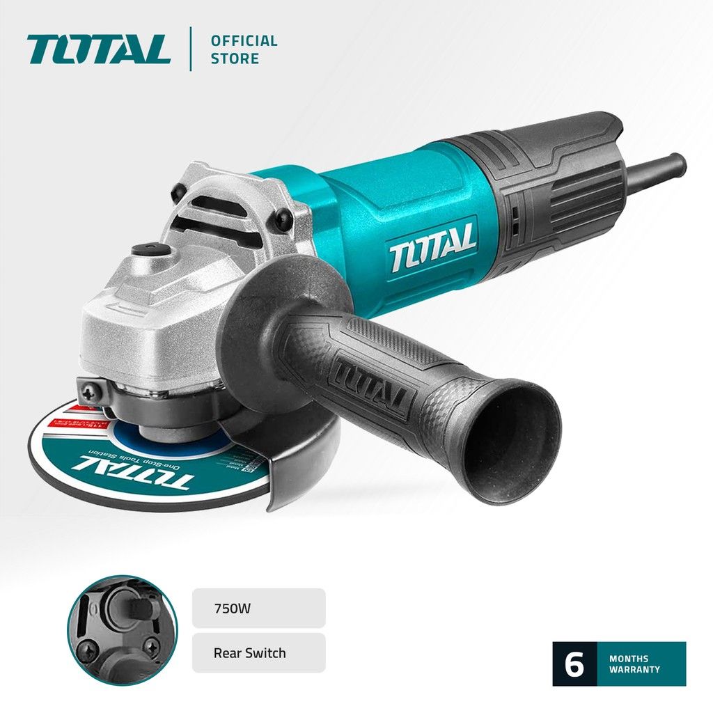 TOTAL TG10710056 ANGLE GRINDER 750W (ON / OFF SWITCH LOCATED AT THE REAR OF MACHINE.)