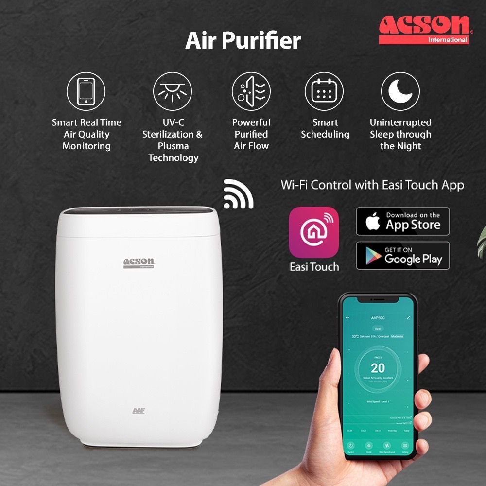 Genuine Malaysia - Acson Air Purifier WiFi Control AAP30C FOC HEPA Filter for Air Purifier - HEPA Filter / 5 Stages Air Filtration