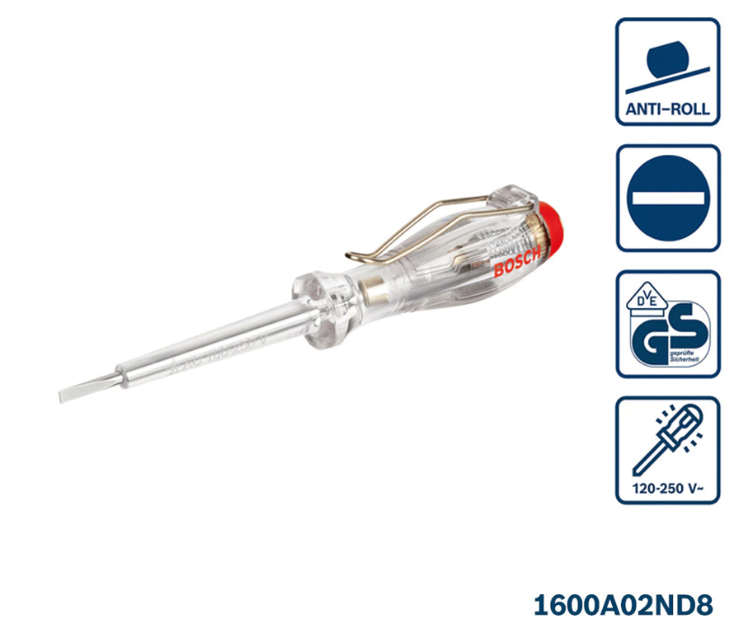 BOSCH SL3 X 65MM PROFESSIONAL SINGLE-POLE PHASE VOLTAGE TESTER SCREWDRIVER - 1600A02ND8