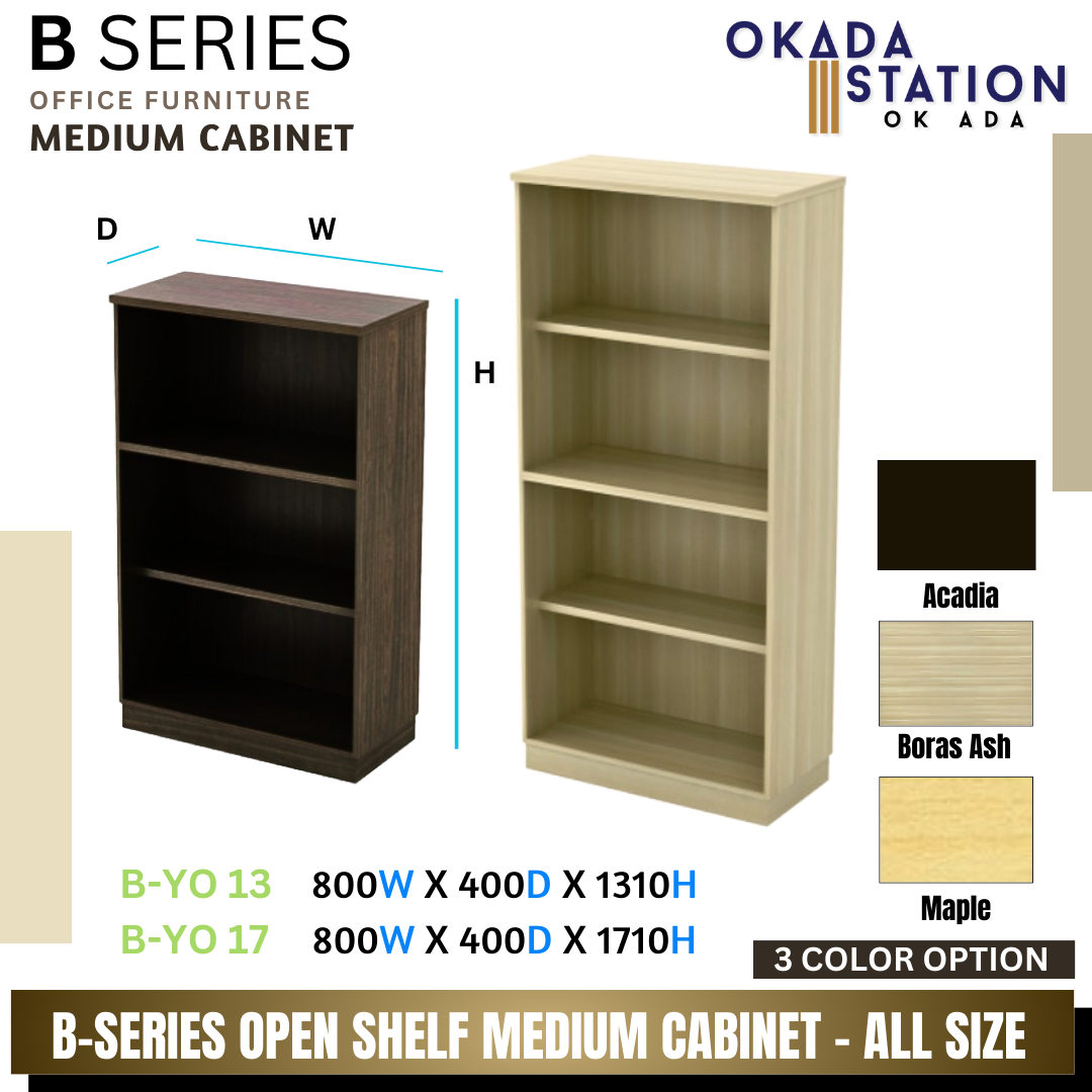 Q SERIES OPEN SHELF MEDIUM CABINET- (Q-YO 13) (Q-YO 17) / Q SERIES / WOODEN CABINET / MEDIUM HEIGHT CABINET / MEDIUM CABINET / OPEN SHELF CABINET / CABINET