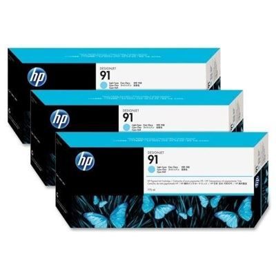 Genuine Malaysia HP Warranty - HP 91 Light Cyan 3 Pack 775 ml Ink Cartridge