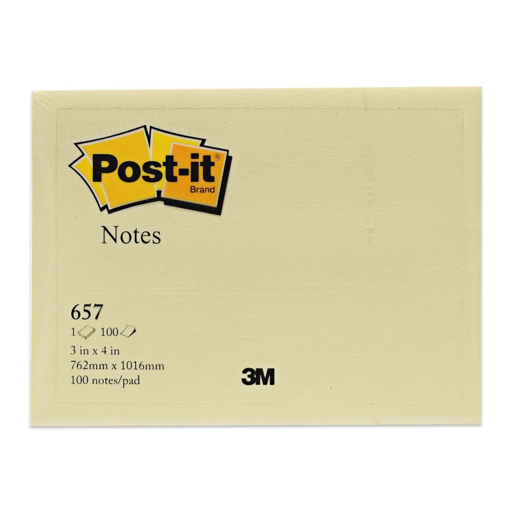 3M POST IT NOTE 657 (3" x 4") YELLOW