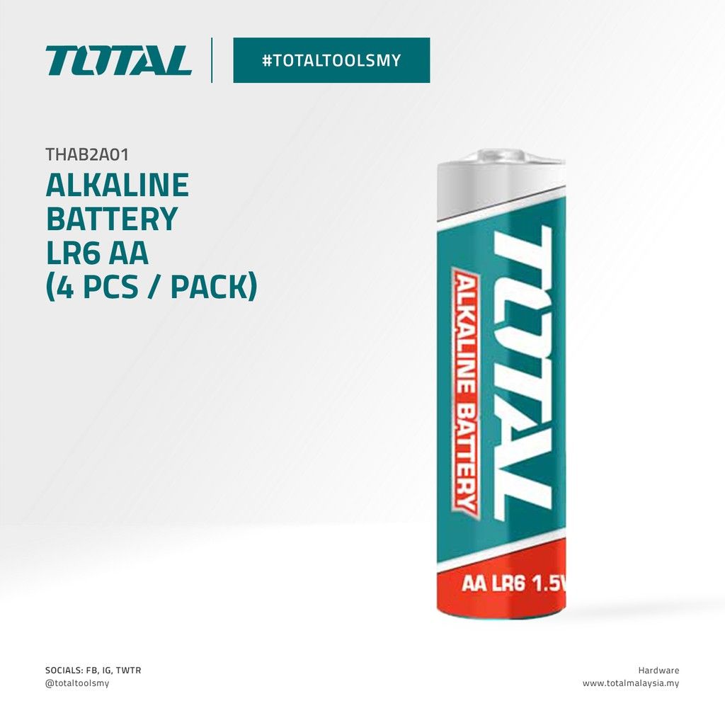 TOTAL ALKALINE BATTERY LR6 AA (1.5V/2900MAH/4 PCS/PACK) THAB2A01