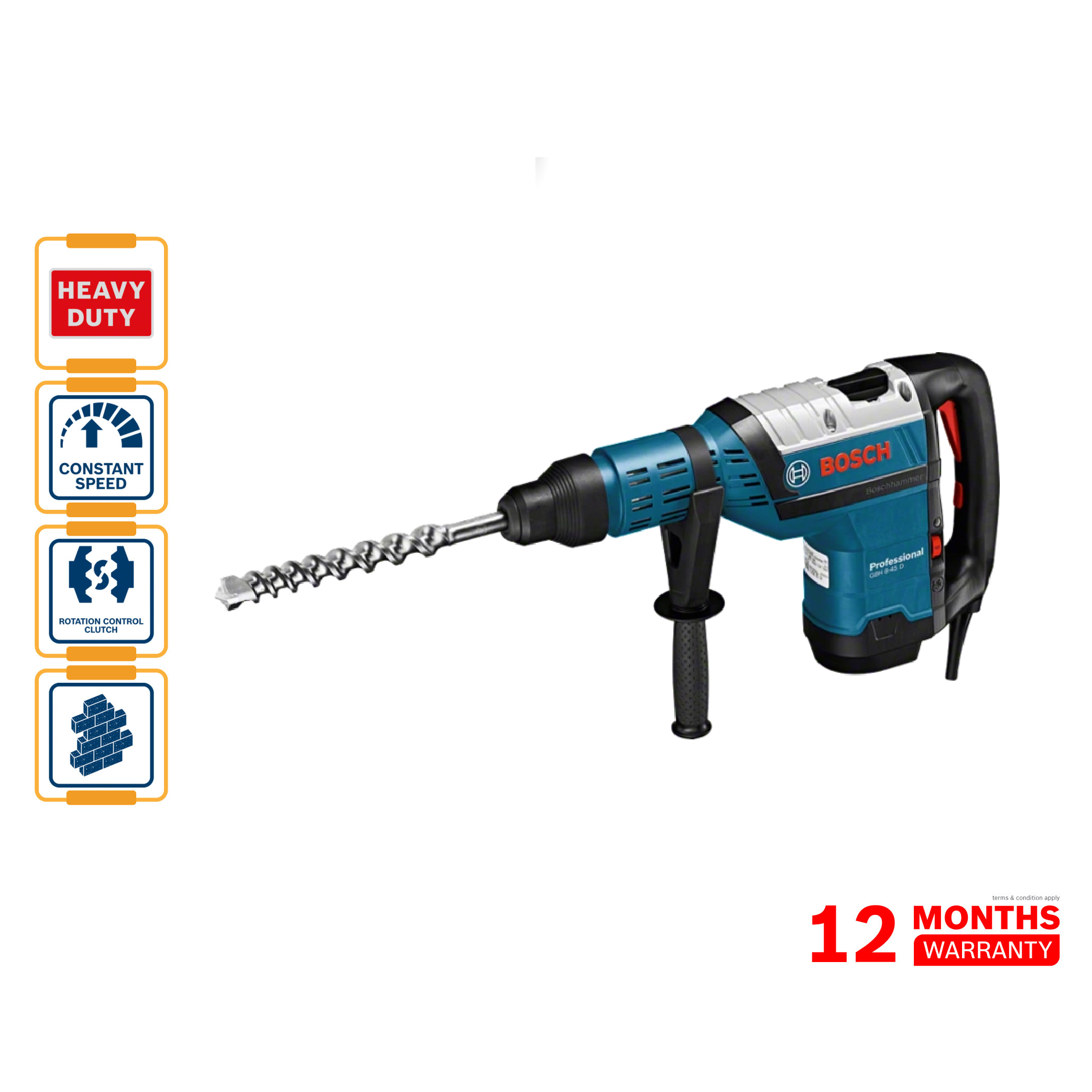 BOSCH GBH 8-45 D Rotary Hammer (With SDS Max) - 06112651L0