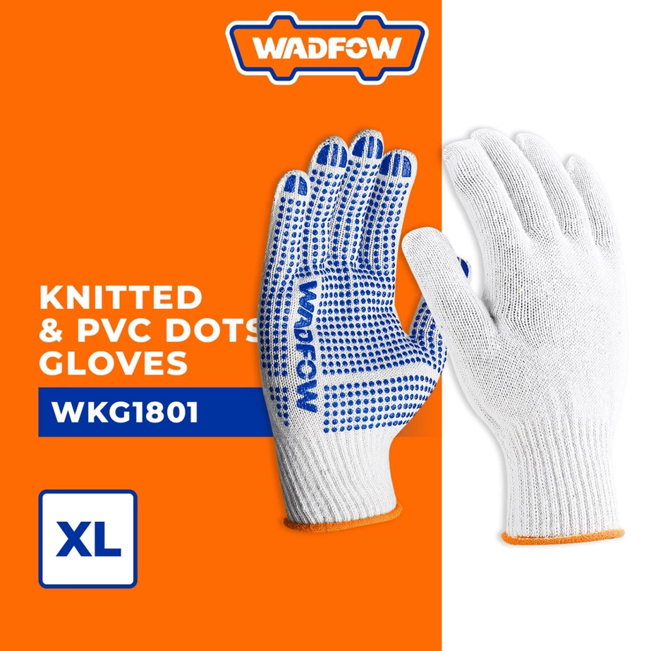 WADFOW KNITTED & PVC DOTS GLOVES - XL (WKG1801)