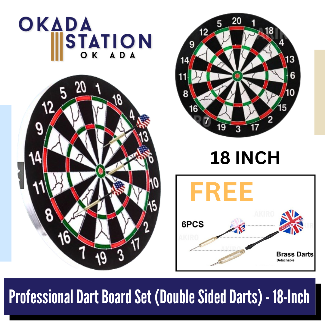 Dart Board Professional Dart Board Set (Double Sided Darts) - 18-Inch / Dart Board / Dart Games / Double Side Dart / Bullseye / Dart Board with Brass Darts / Sports Game / Decorative professional casual flocking