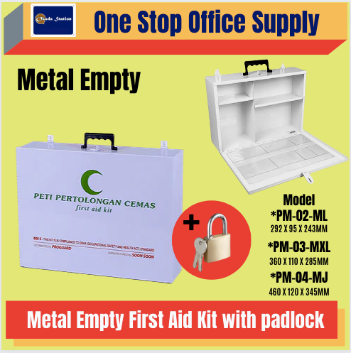 PROMED METAL FIRST AID KIT BOX -EMPTY BOX WITH PADLOCK / FIRST AID KIT BOX / EMPTY METAL BOX
