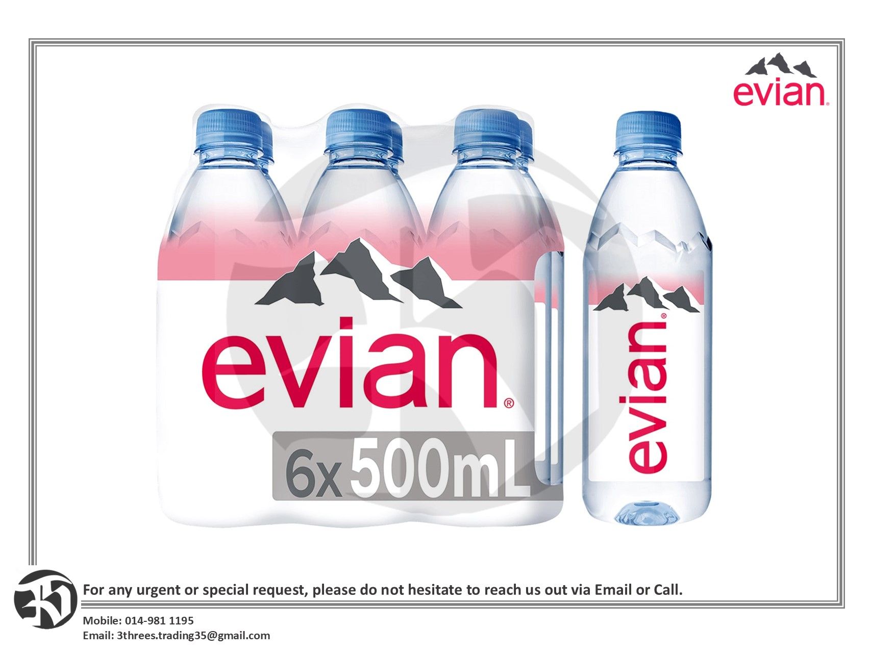 Evian Mineral Water (6 x 500ml)