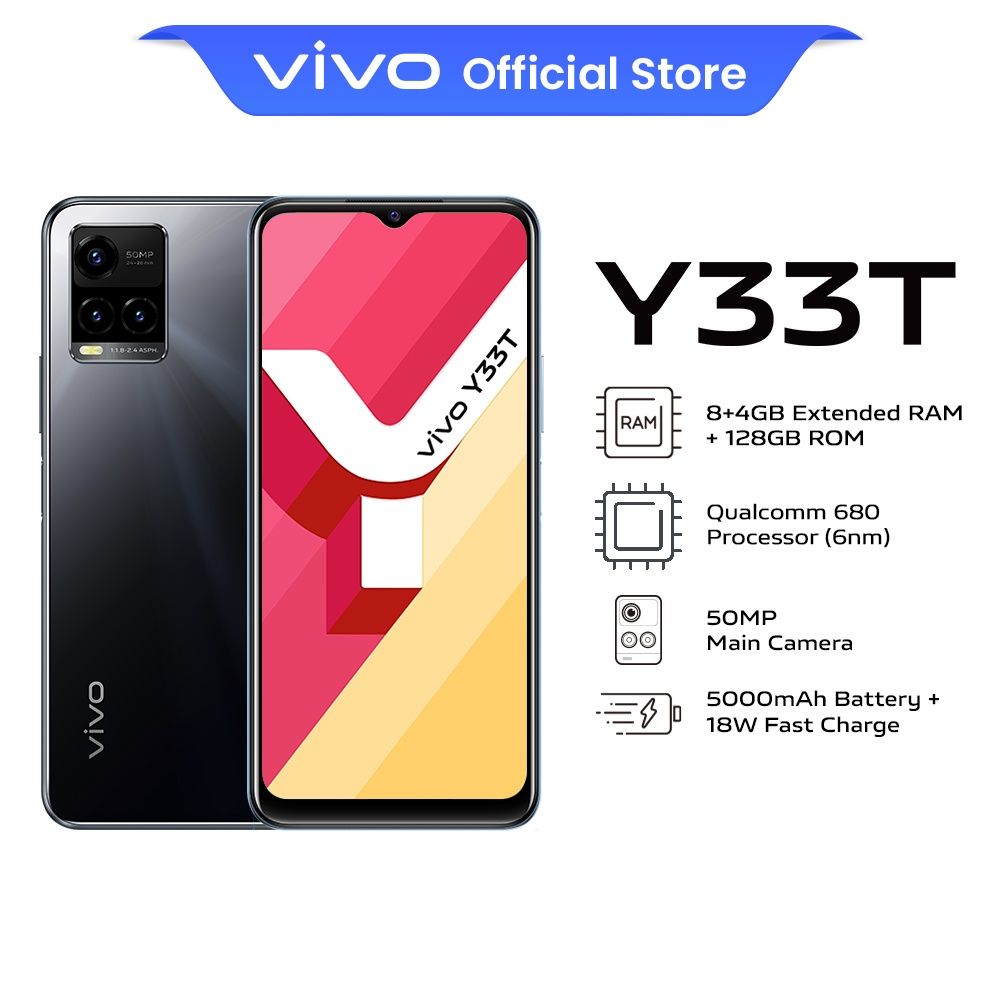 vivo Y33T Smartphone (8+4GB Extended RAM+128GB ROM/Snapdragon 680 Processor)